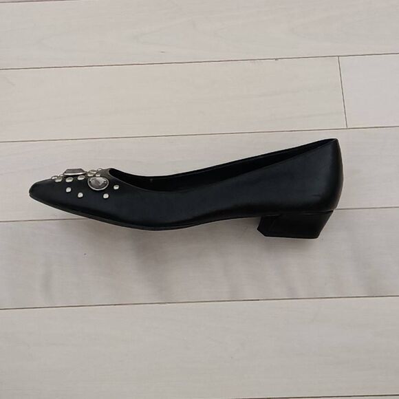Franco Sarto Women's Rhinestone-Embellished Pointed Toe Ballet Flats Black 8.5M - Picture 5 of 7